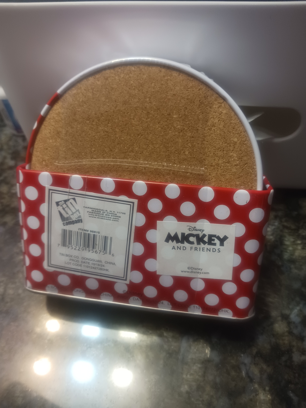 Disney Mickey & Friends Polka Dot Coaster Set - Red and White - Picture 2 of 3
